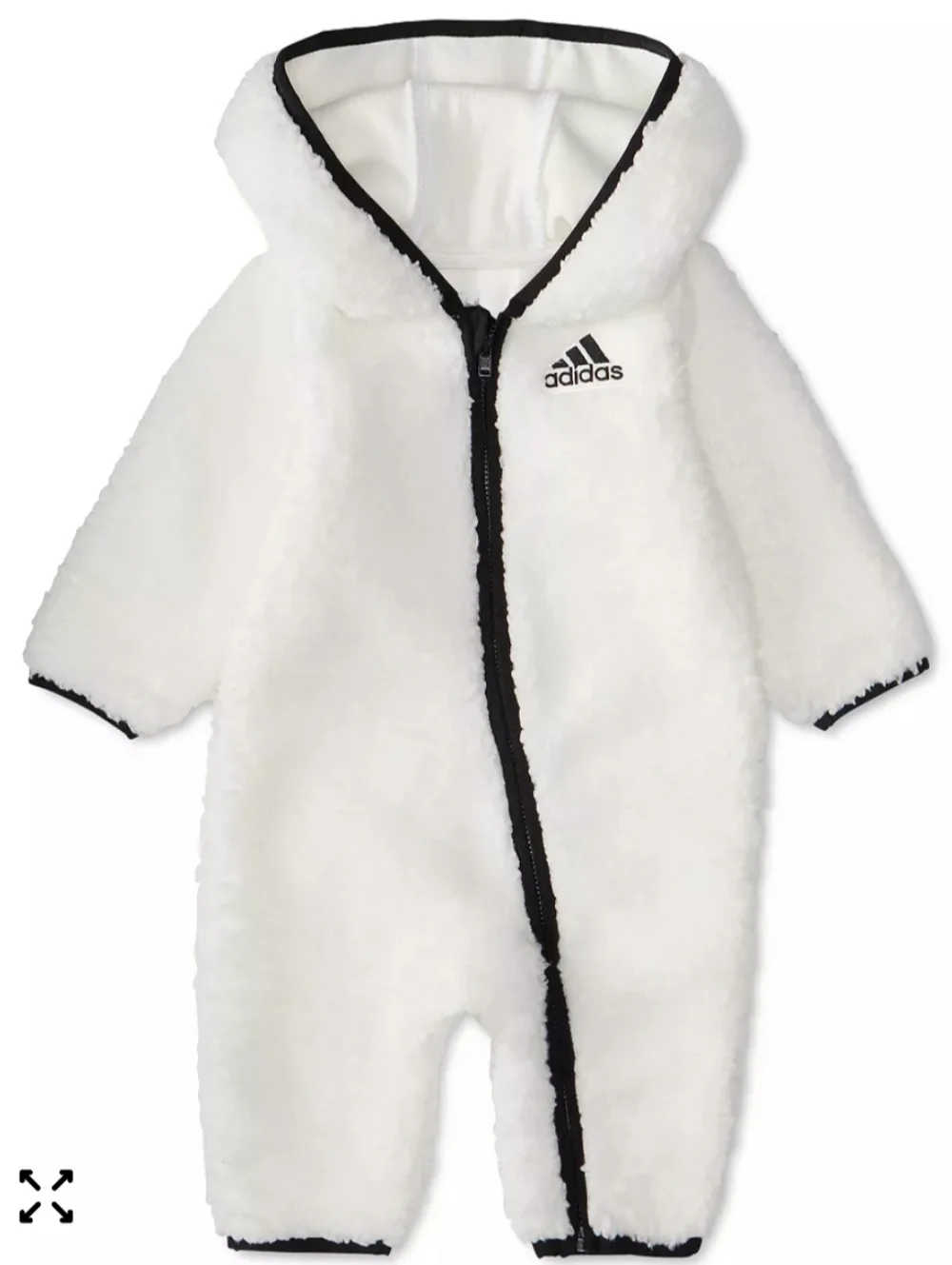 NWT Unisex Adidas Toddler Plush Sherpa Fleece Hooded Romper Jumpsuit 18M - Picture 1 of 13